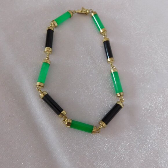 Ladies 14K Gold Plated Jade Bracelet - Picture 3 of 3